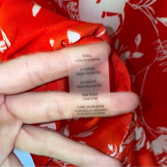 Calvin Klein Blouse XL Red Ombre Whimsical Floral Button Long Sleeve - Picture 7 of 9